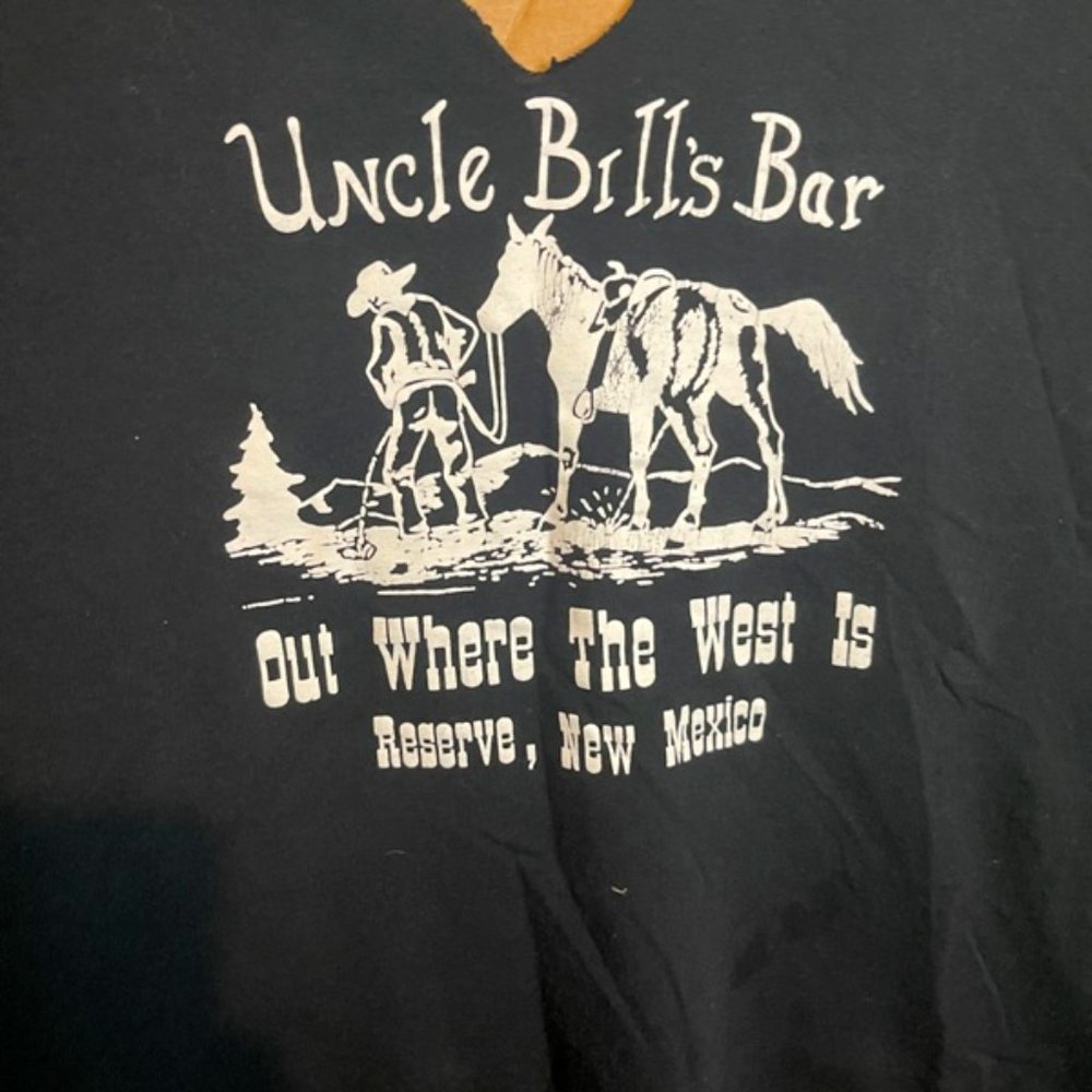 Uncle Bill's Bar Out Where the West Is Reserve NM Black Small Tee Altered Neck
